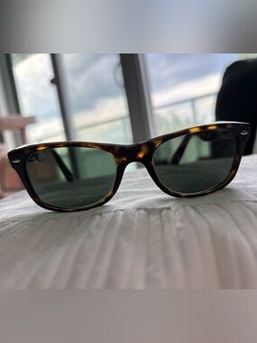Ray-Ban Tortoiseshell Frame Sunglasses with Green Lenses